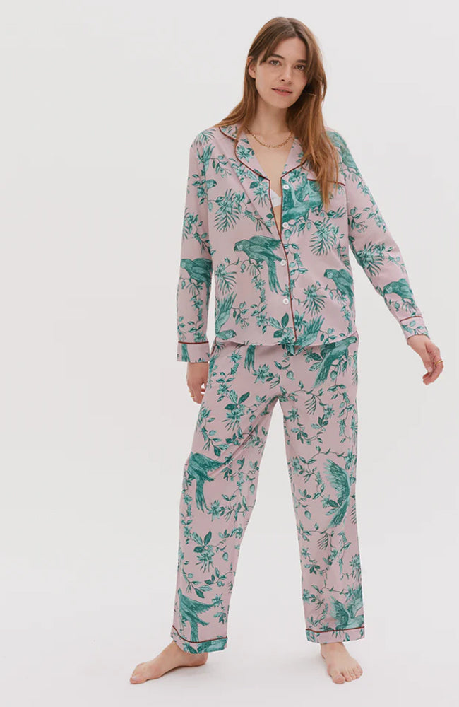 %shop_name_% Desmond &amp; Dempsey_Parrot Organic Cotton Long Pajama Set _ Loungewear_ 1400.00