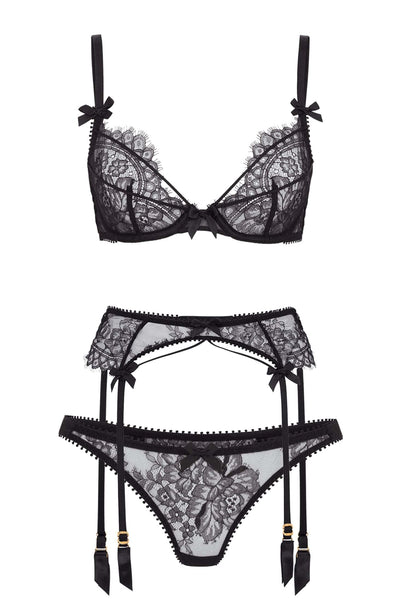 Agent Provocateur - Kiya Bra, Suspender and Thong Set – SHEER