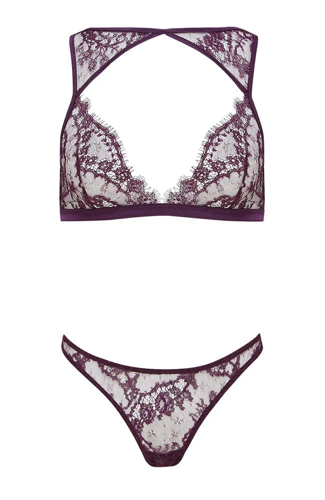 Coco de Mer - Lunaria Triangle Bra and Skirted Thong Set – SHEER