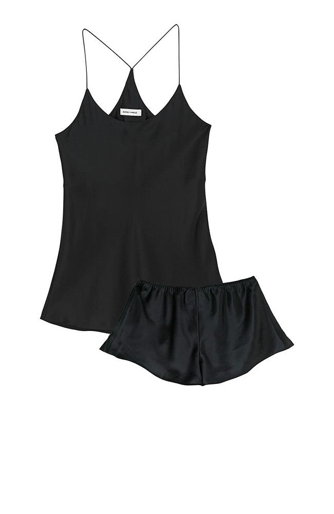 %shop_name_% Olivia von Halle_Bella Jet Black Silk Camisole & Shorts _ Loungewear_ 2280.00