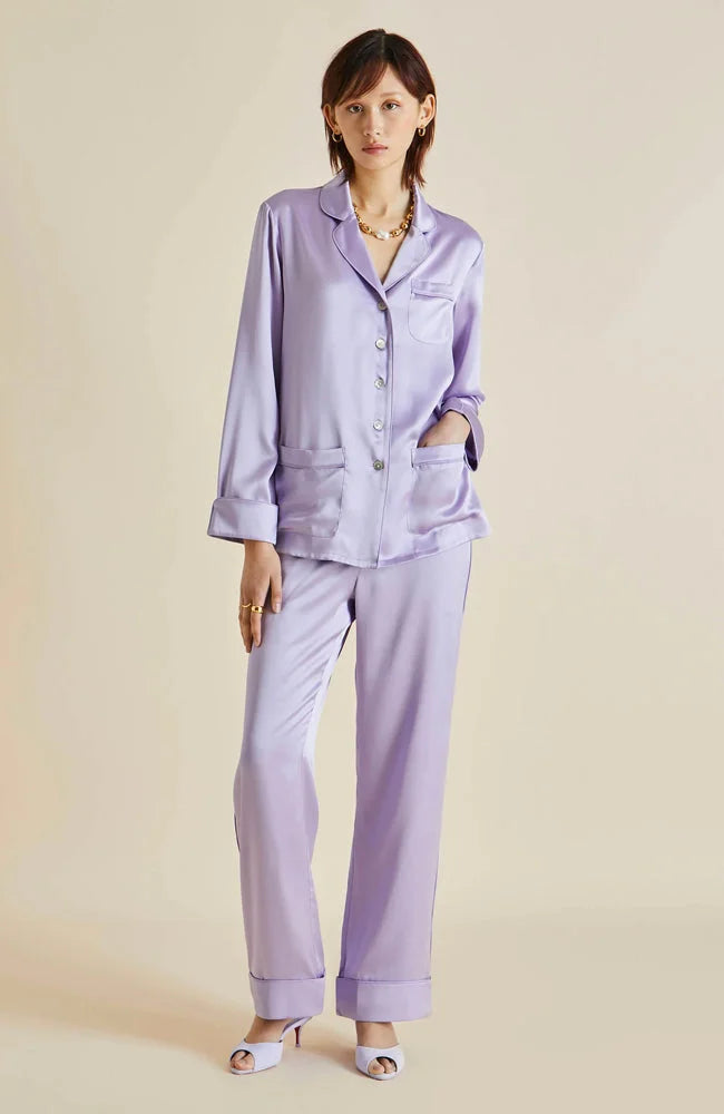 %shop_name_% Olivia von Halle_Coco Lilac Silk Pajama Set _ Loungewear_ 