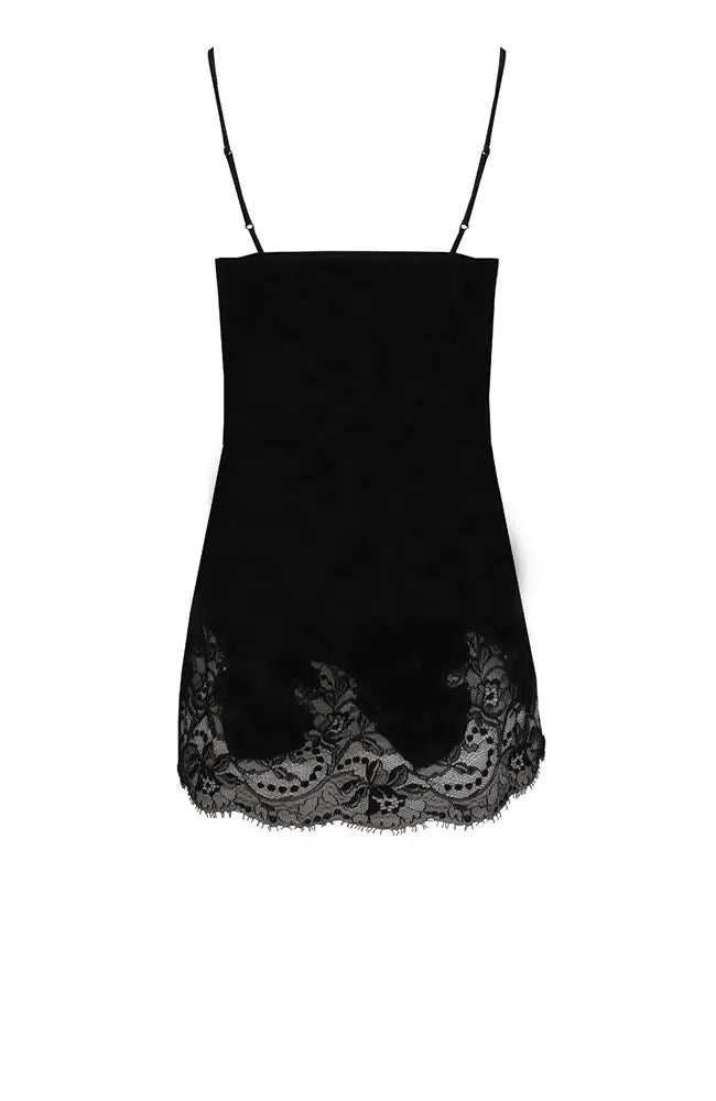%shop_name_% Fleur of England_Signature Black Lace Silk Babydoll _ Loungewear_ 2200.00