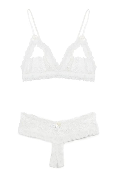 White Lace Lingerie Set, Valentine Gift for Her, See Through Lingerie,  Sheer Bra, Bridal Lingerie, French Lace, Sheer Panty, Gifts for Her -   Hong Kong